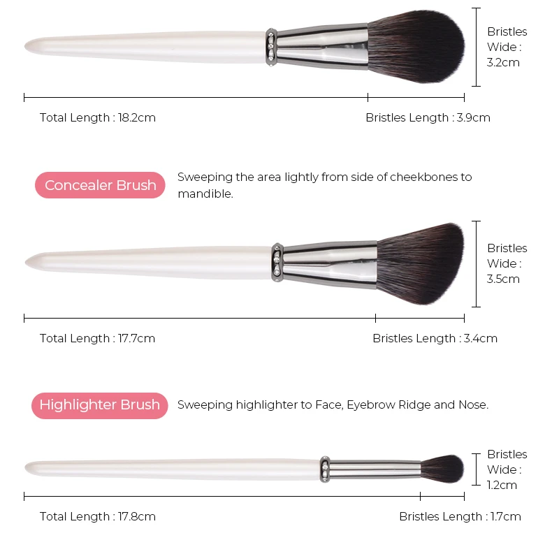 7 pcs Pearl White Makeup Brush Set