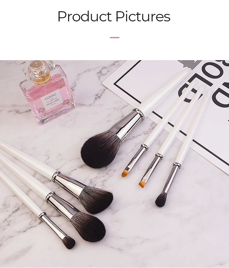 7 pcs Pearl White Makeup Brush Set