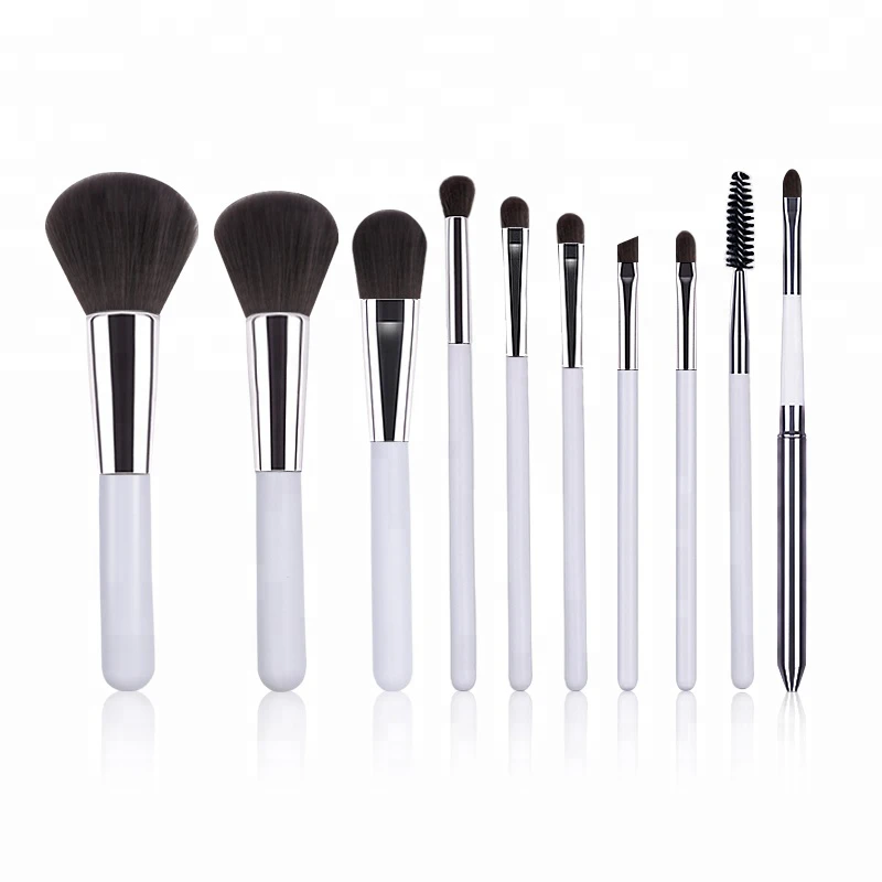 10 pcs Pearl White Makeup Brush Set
