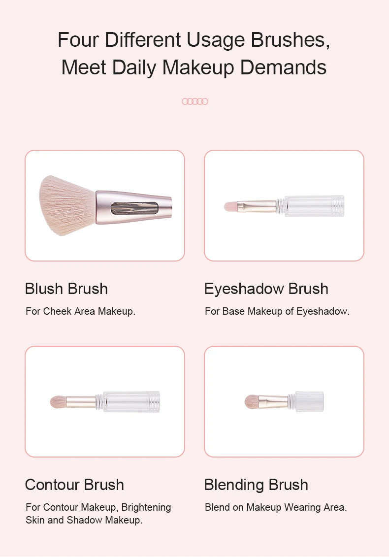 Portable 4-in-1 makeup brush