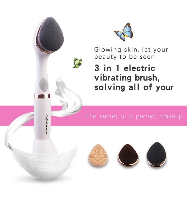 Three-in-one electric facial cleansing device